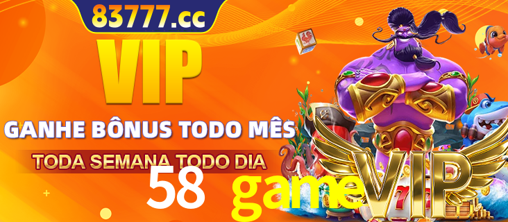 Banner promocional do 58 game oferecendo 100% de recompensas adicionais contínuas para quem fizer o login diário (Daily sign-in), com um mascote de coelho.