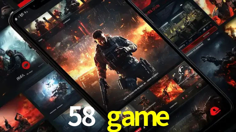 Tela de um celular exibindo uma galeria de jogos de tiro com temática militar, mostrando a variedade de e-sports disponíveis para apostas na plataforma de entretenimento 58 game.